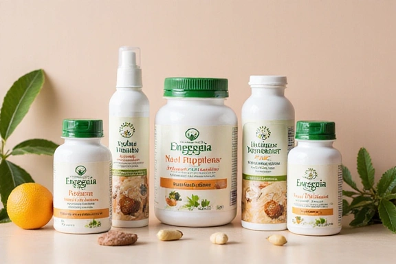 Różnorodne suplementy diety Vitaenergiaplus w eleganckich opakowaniach.